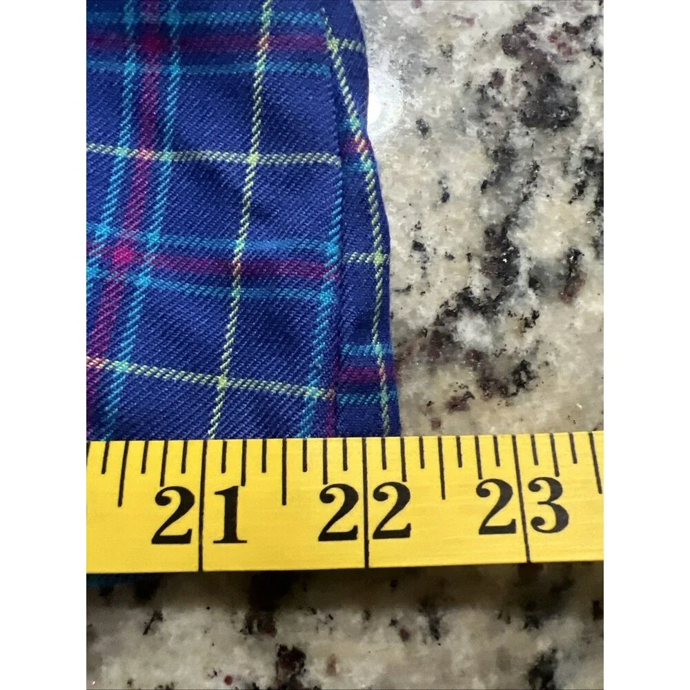 Vtg Looney Tunes Blue Plaid Zip Up Overall Dress Embroidered Tweety Girls 14/16